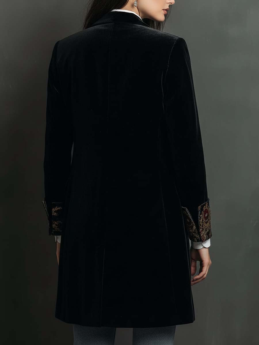 Clementina | Blazer Ajustado con Estampado Barroco Negro