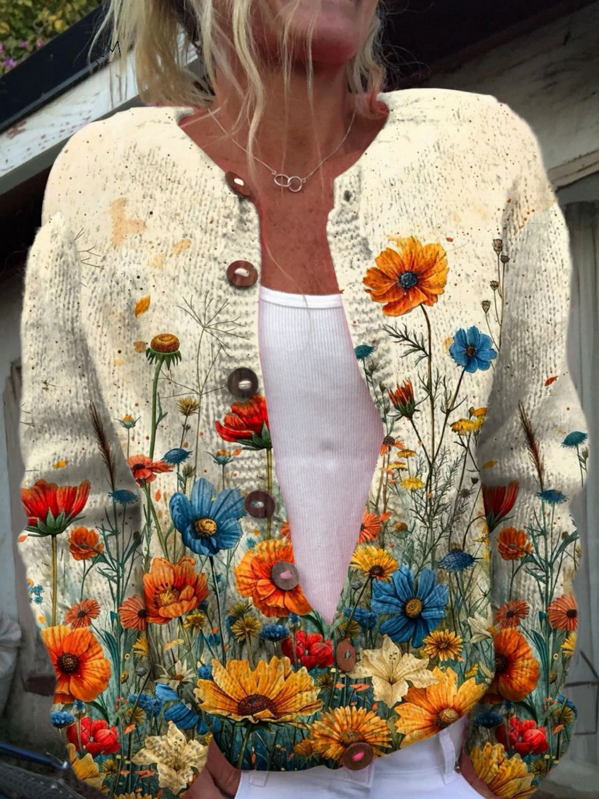 Pilar | Cárdigan Vintage con Estampado Floral