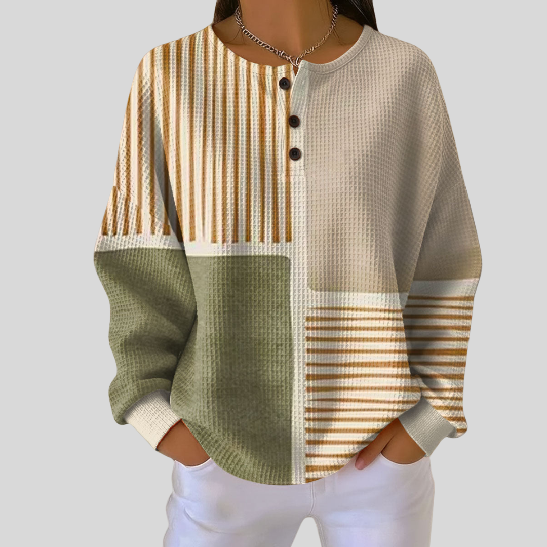 Catalina | Top Henley de Waffle en Bloques de Color