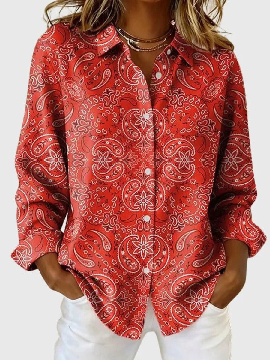 Engracia | Blusa con Botones y Estampado de Cachemira