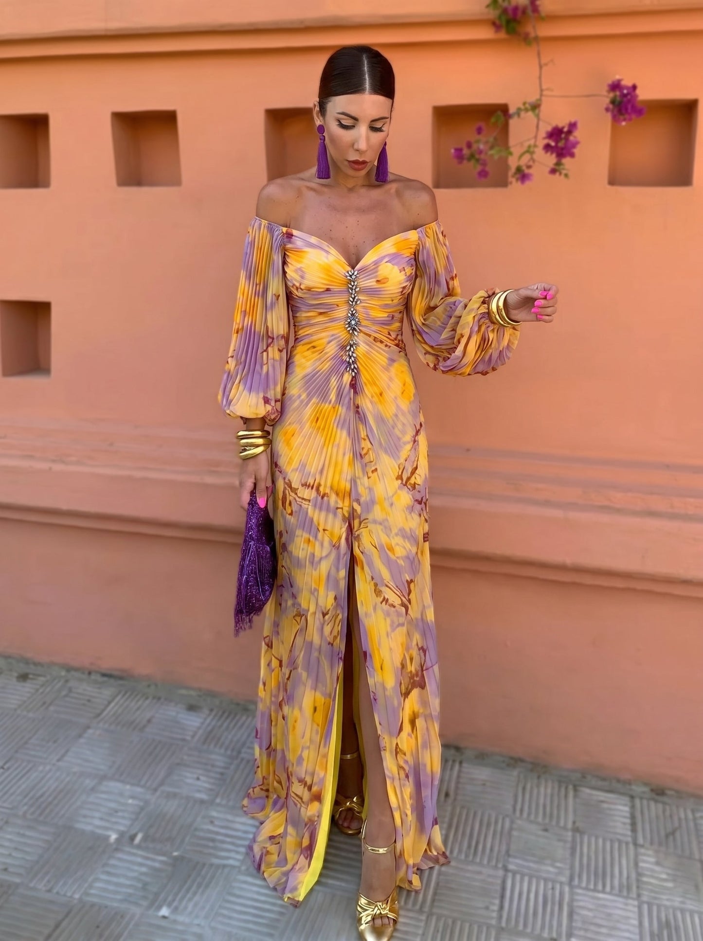 Bela | Vestido Largo Floral con Escote Profundo