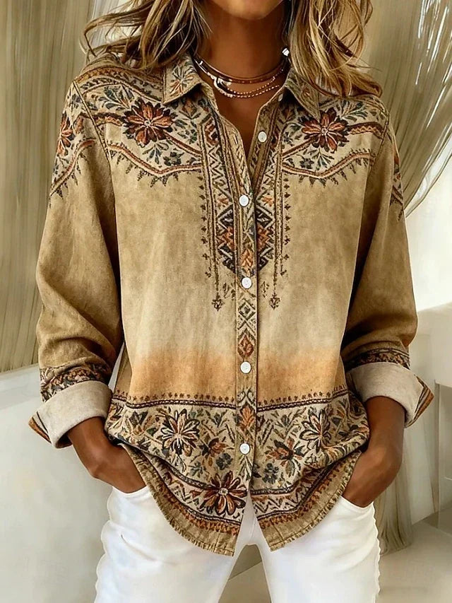 Hortensia | Blusa Vintage Floral con Botones Delanteros