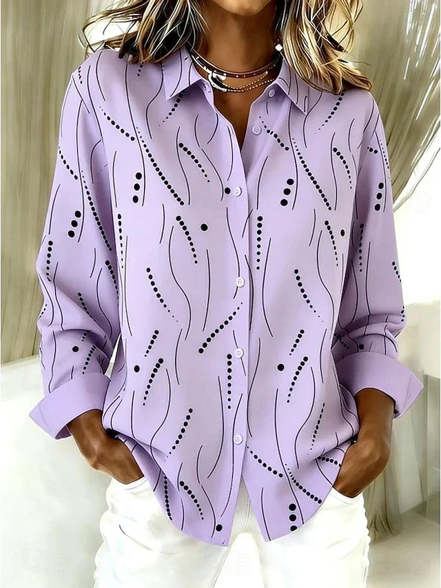 Nicolasa | Blusa Casual con Botones y Estampado Abstracto