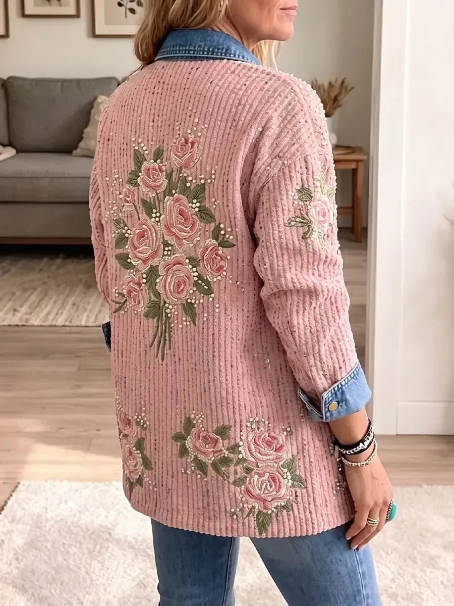 Olga | Blazer Vaquero Patchwork Elegante Vintage de Bloques