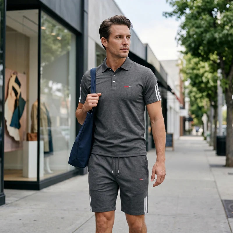 👕 Conjunto de ocio de 2 piezas para hombre: camiseta de manga corta y pantalones cortos, transpirable, cómodo y versátil para el día a día, el deporte y los viajes ☀️🩳
