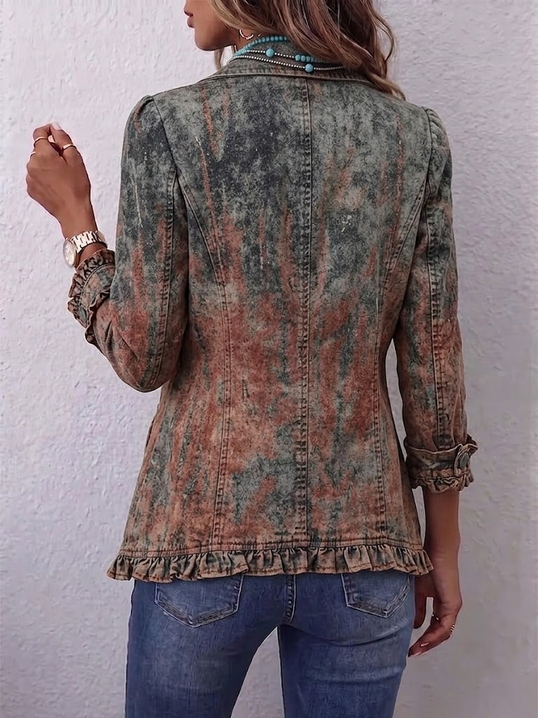 Flavia | Chaqueta Vintage Degradada Texturizada con Volantes