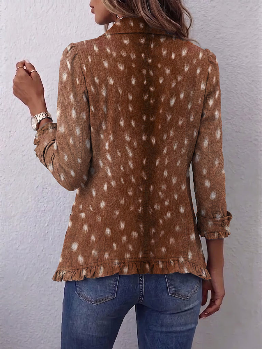 Ilenia | Chaqueta Bohemia Estampado Animal con Volantes