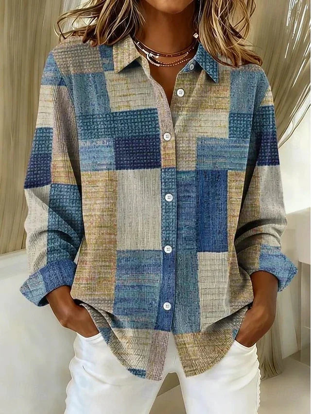Rufina | Blusa Vintage Patchwork con Botones Delanteros