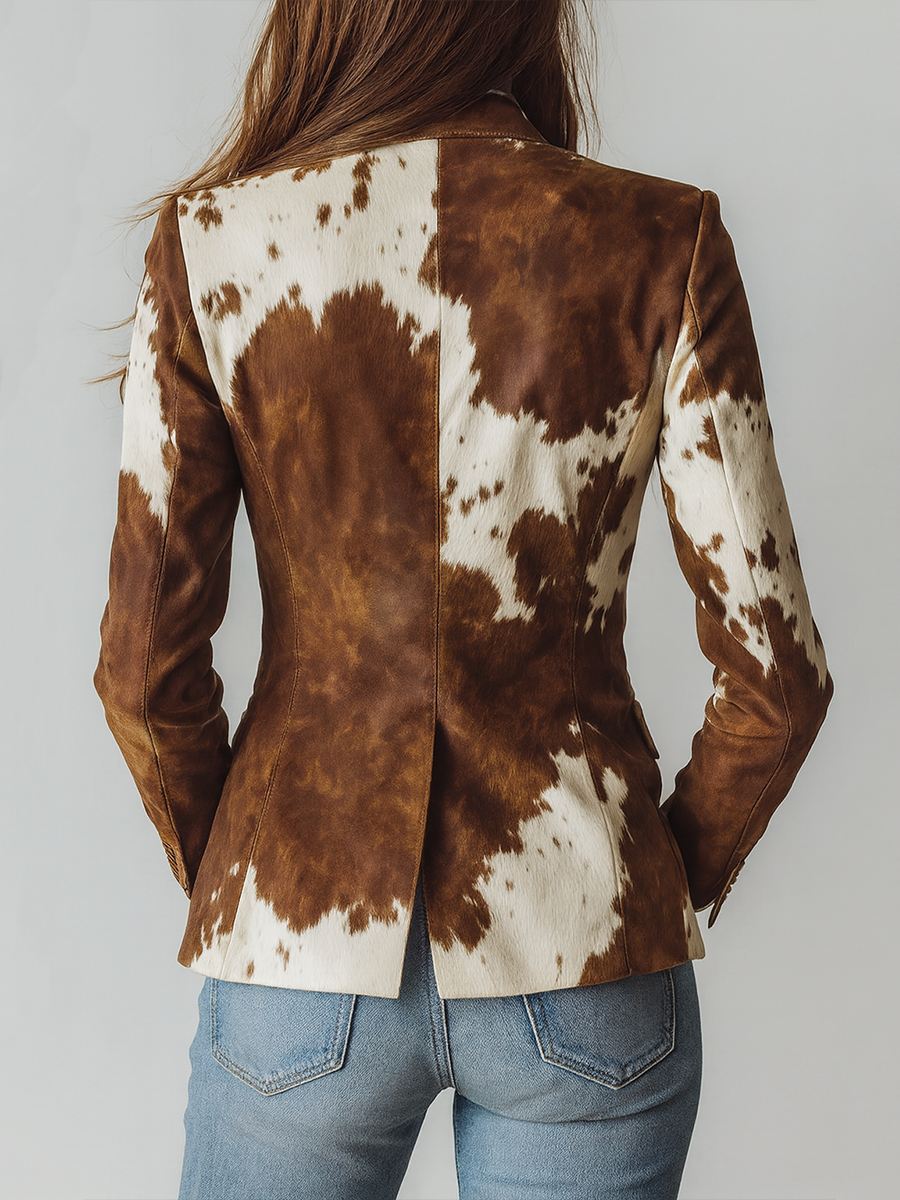 Agatha | Blazer Vintage Estampado Vaca Eco-Responsable