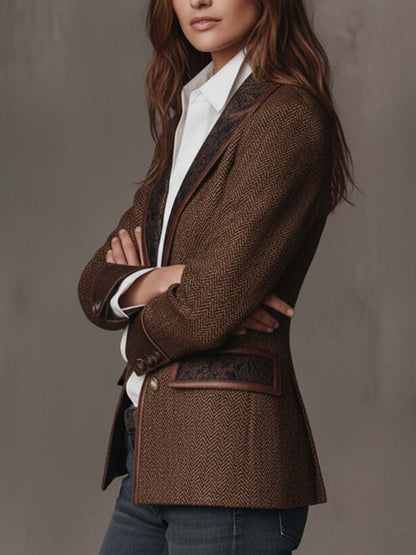 Gisela | Blazer con Paneles Estampado de Espiga