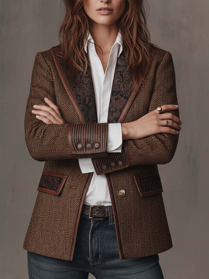 Gisela | Blazer con Paneles Estampado de Espiga