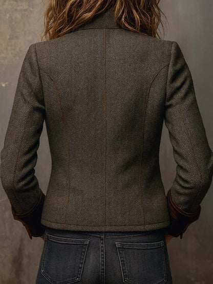 Carolina | Blazer Vintage de Espiga con Ribetes en Contraste