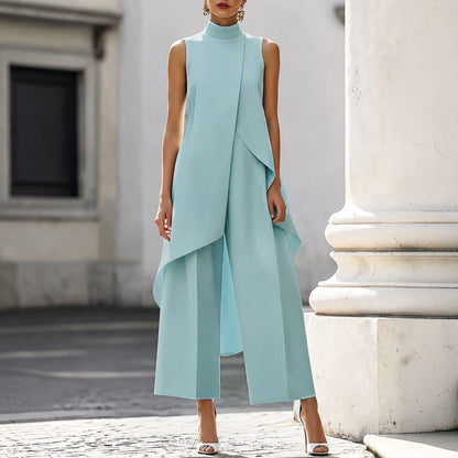 Sara | Mono Elegante con Top Drapeado de Cuello Alto