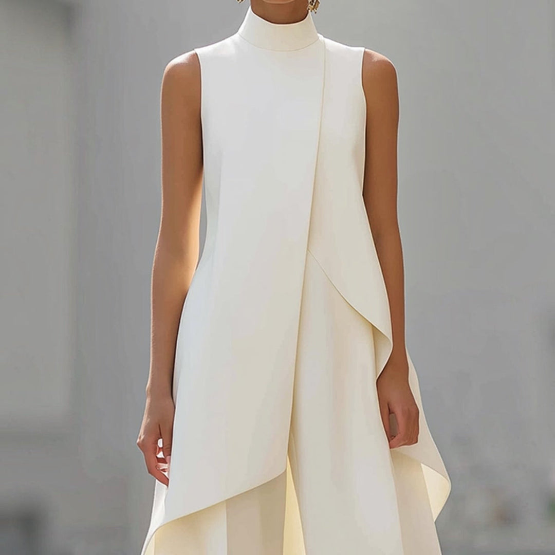 Sara | Mono Elegante con Top Drapeado de Cuello Alto