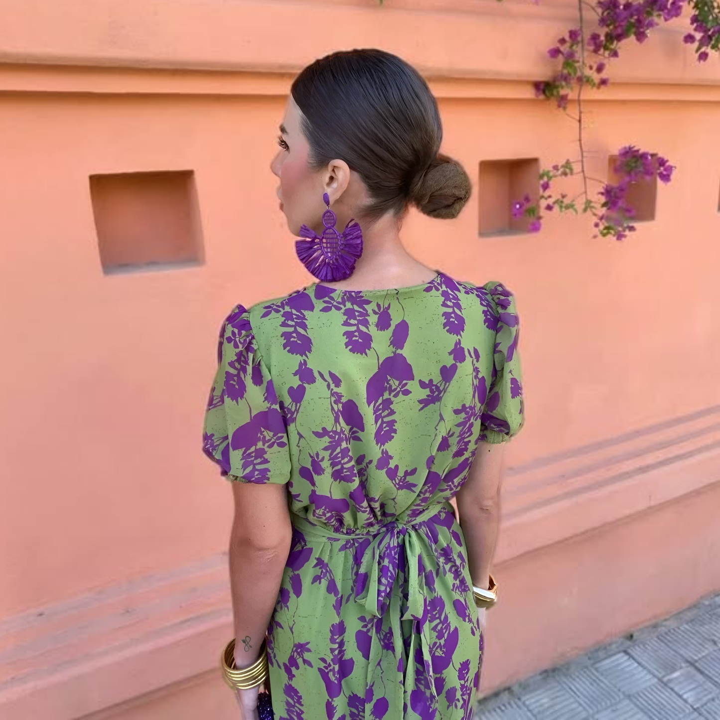 Ernestina | Vestido Largo Floral Verde