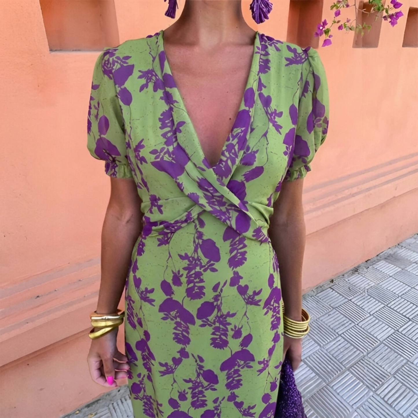 Ernestina | Vestido Largo Floral Verde