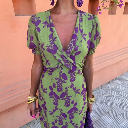 Ernestina | Vestido Largo Floral Verde