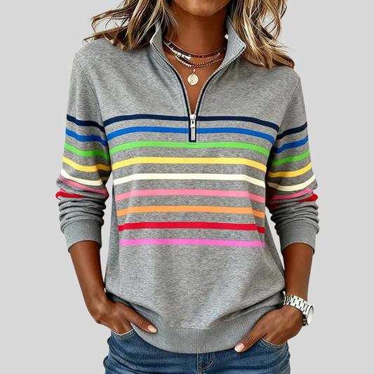 Ramona | Sudadera de Rayas con Cuarto de Cremallera