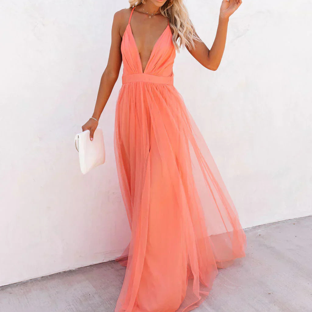 Jesica | Vestido Largo Luz Coral
