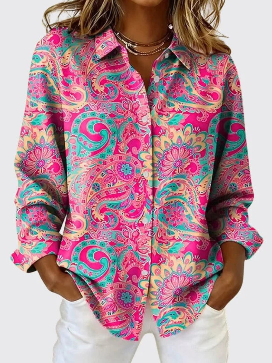 Engracia | Blusa con Botones y Estampado de Cachemira