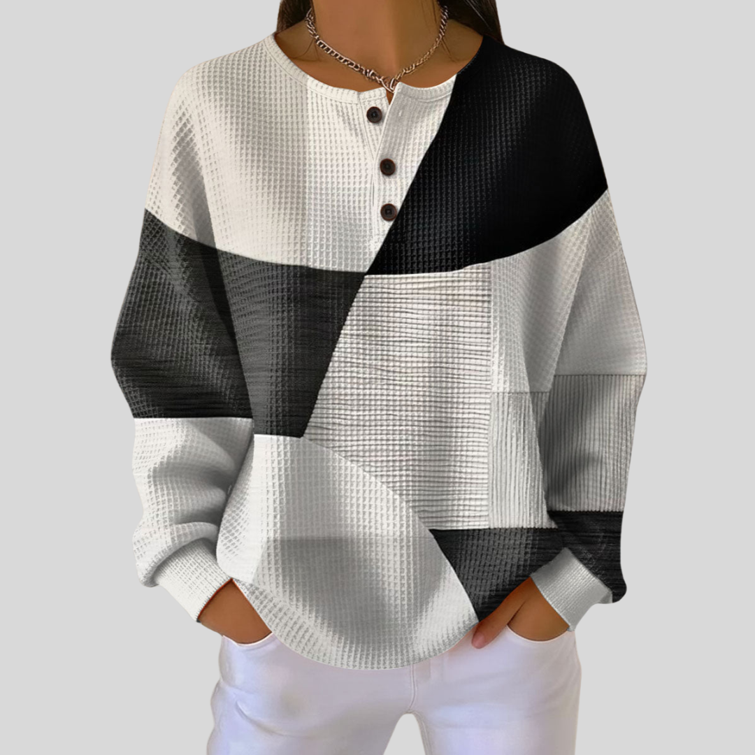 Aurora | Sudadera Henley Texturizada de Bloques de Color