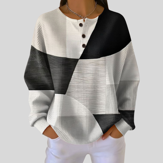 Aurora | Sudadera Henley Texturizada de Bloques de Color