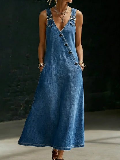 Vera | Vestido Largo en Denim con Botones