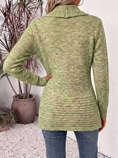 Milagros | Cárdigan de Punto Acanalado Verde Salvia con Lengüeta de Botones