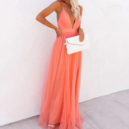 Jesica | Vestido Largo Luz Coral