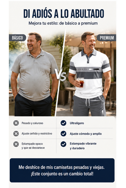 👕 Conjunto de 2 piezas (camiseta y pantalones cortos) para hombre: cómodo, transpirable y versátil para el verano, tiempo libre y viajes ☀️🩳