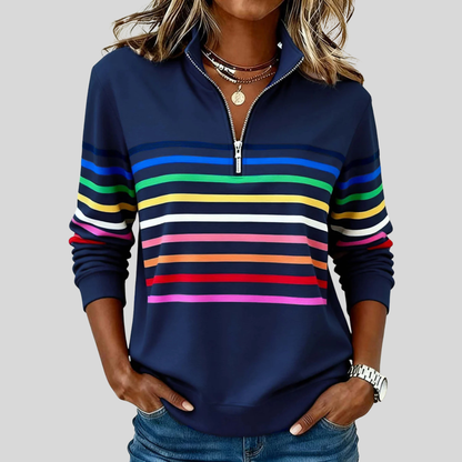 Ramona | Sudadera de Rayas con Cuarto de Cremallera