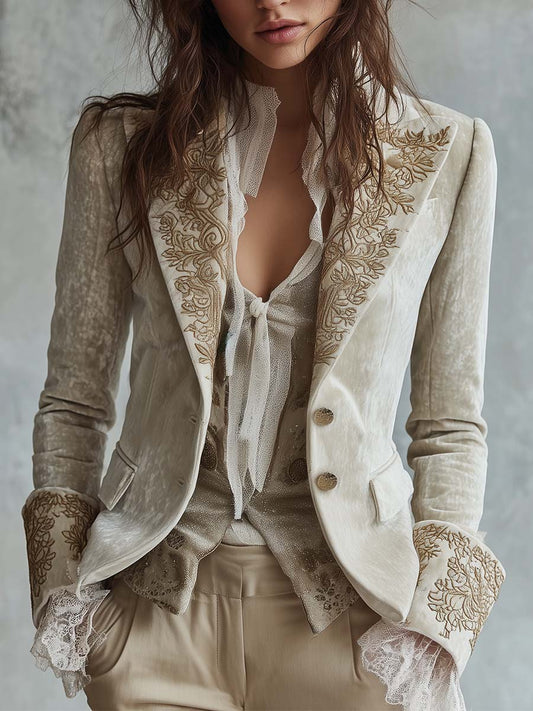 Constanza | Blazer Marfil Bordado Sastre
