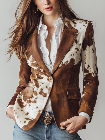 Agatha | Blazer Vintage Estampado Vaca Eco-Responsable