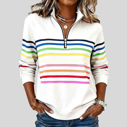 Ramona | Sudadera de Rayas con Cuarto de Cremallera
