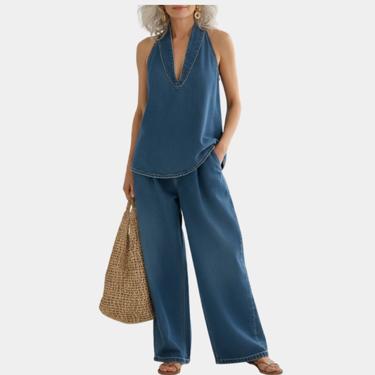 Ivana | Conjunto Gemelo Denim Efecto Vintage Lavado Suave