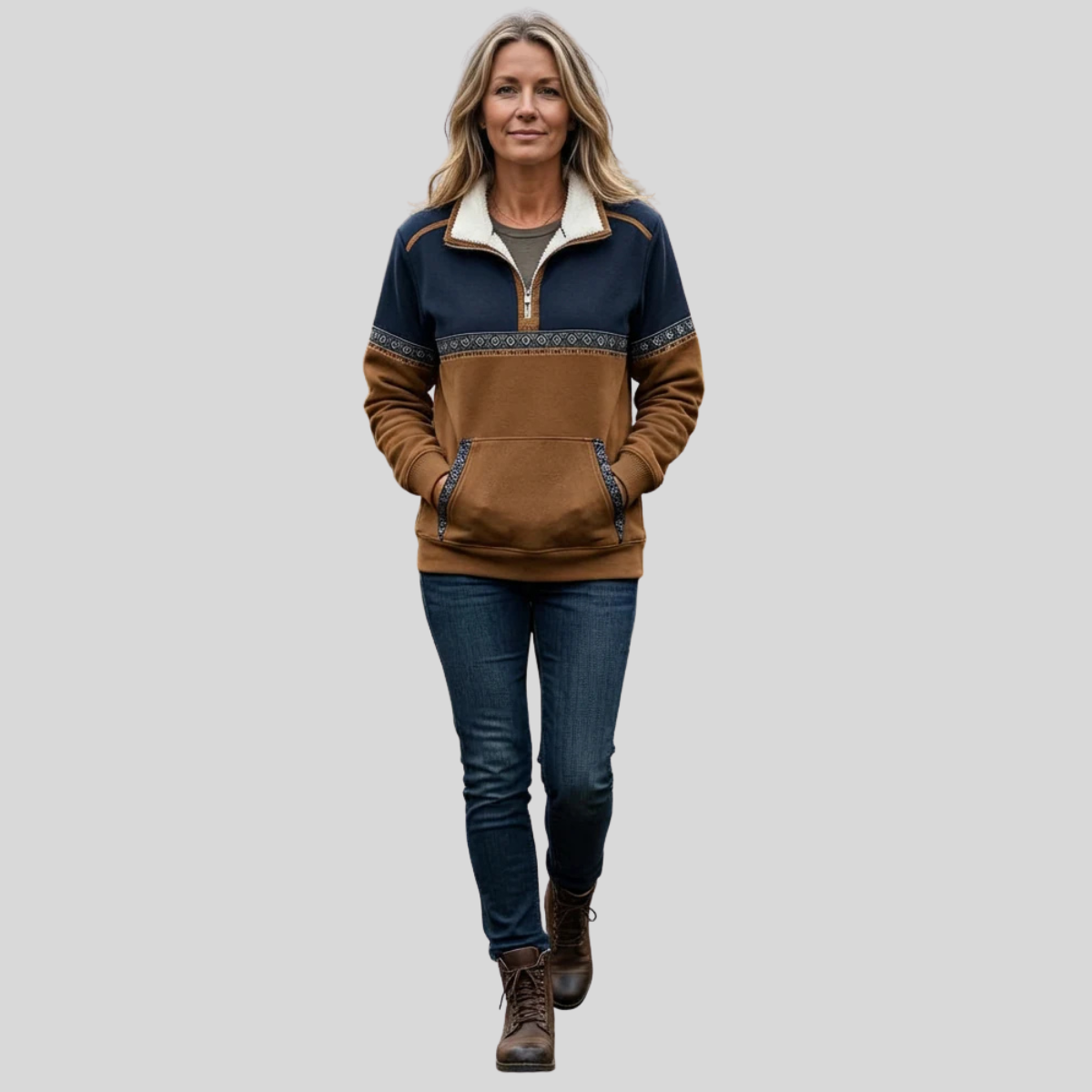 Modesta | Jersey con Media Cremallera y Cuello Sherpa