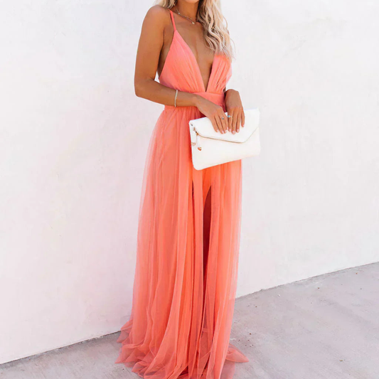 Jesica | Vestido Largo Luz Coral
