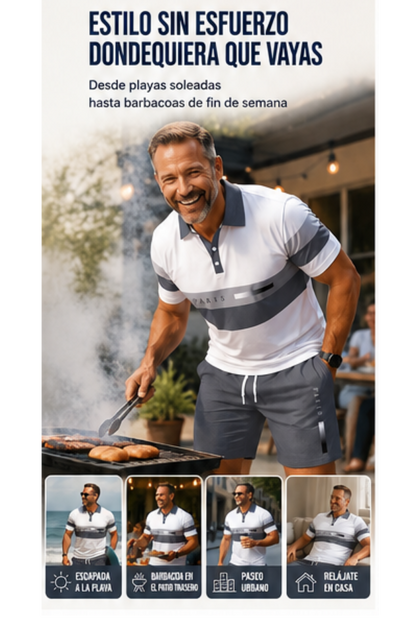 👕 Conjunto de 2 piezas (camiseta y pantalones cortos) para hombre: cómodo, transpirable y versátil para el verano, tiempo libre y viajes ☀️🩳