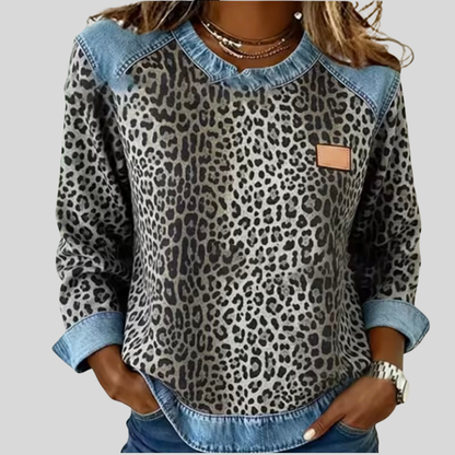 Eladia | Jersey de Estampado Animal con Ribetes en Contraste