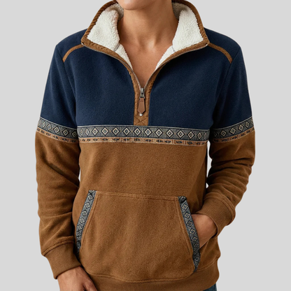 Modesta | Jersey con Media Cremallera y Cuello Sherpa