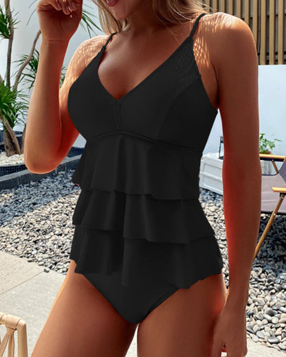 Valeria | Traje de Baño Sólido con Volantes Elegantes