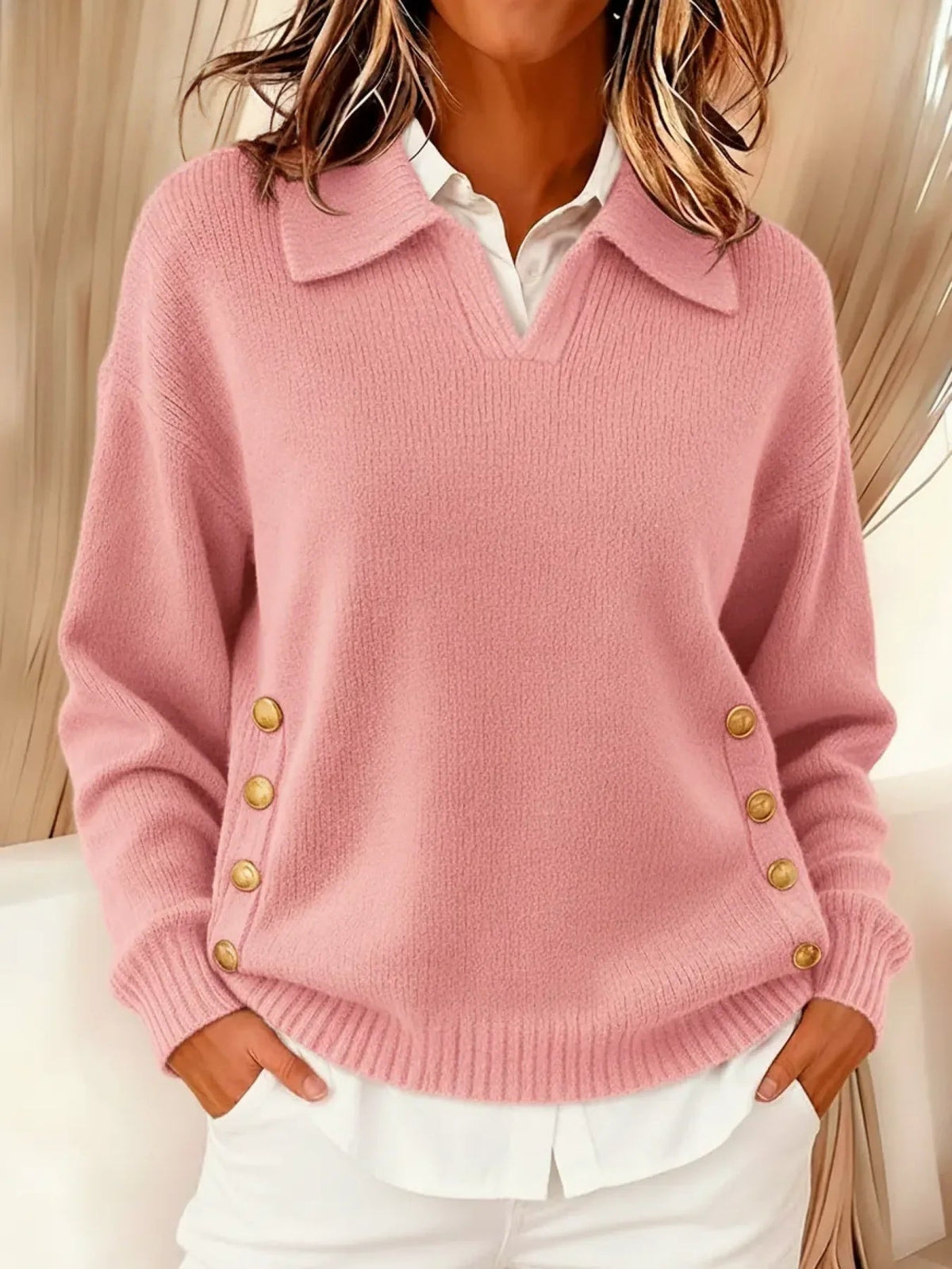 Erminia | Jersey con Cuello Polo y Botones