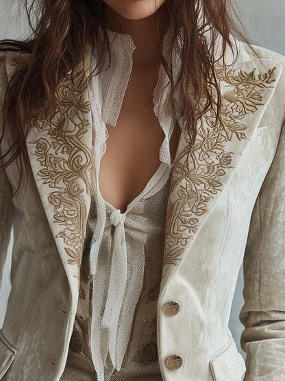 Constanza | Blazer Marfil Bordado Sastre