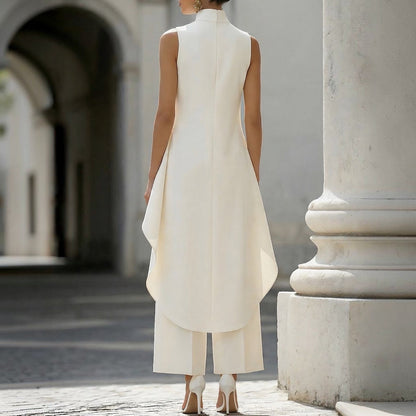 Sara | Mono Elegante con Top Drapeado de Cuello Alto