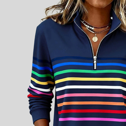Ramona | Sudadera de Rayas con Cuarto de Cremallera