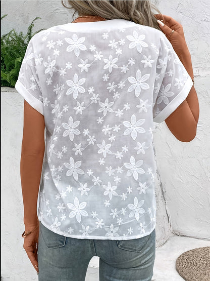 Camelia | Blusa Floral con Cuello en V para Mujeres