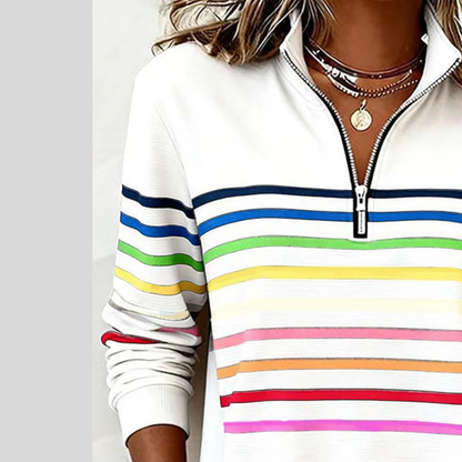 Ramona | Sudadera de Rayas con Cuarto de Cremallera