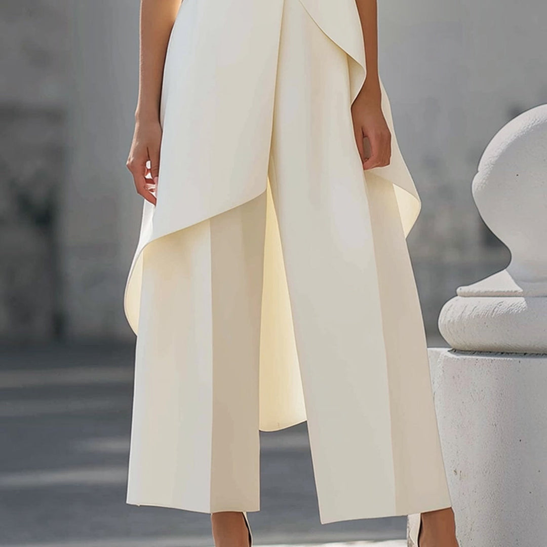 Sara | Mono Elegante con Top Drapeado de Cuello Alto
