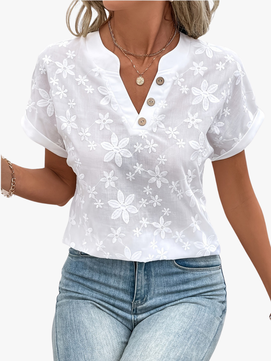 Camelia | Blusa Floral con Cuello en V para Mujeres