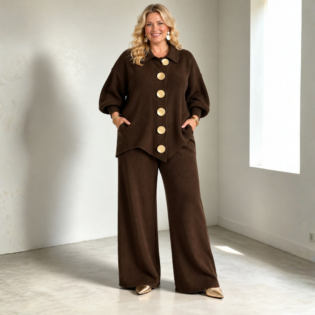Rocío | Conjunto de Pantalón de Punto que Cubre el Abdomen